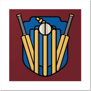 Cricket Bat with Wicket and Ball vector illustration. Posters and Art